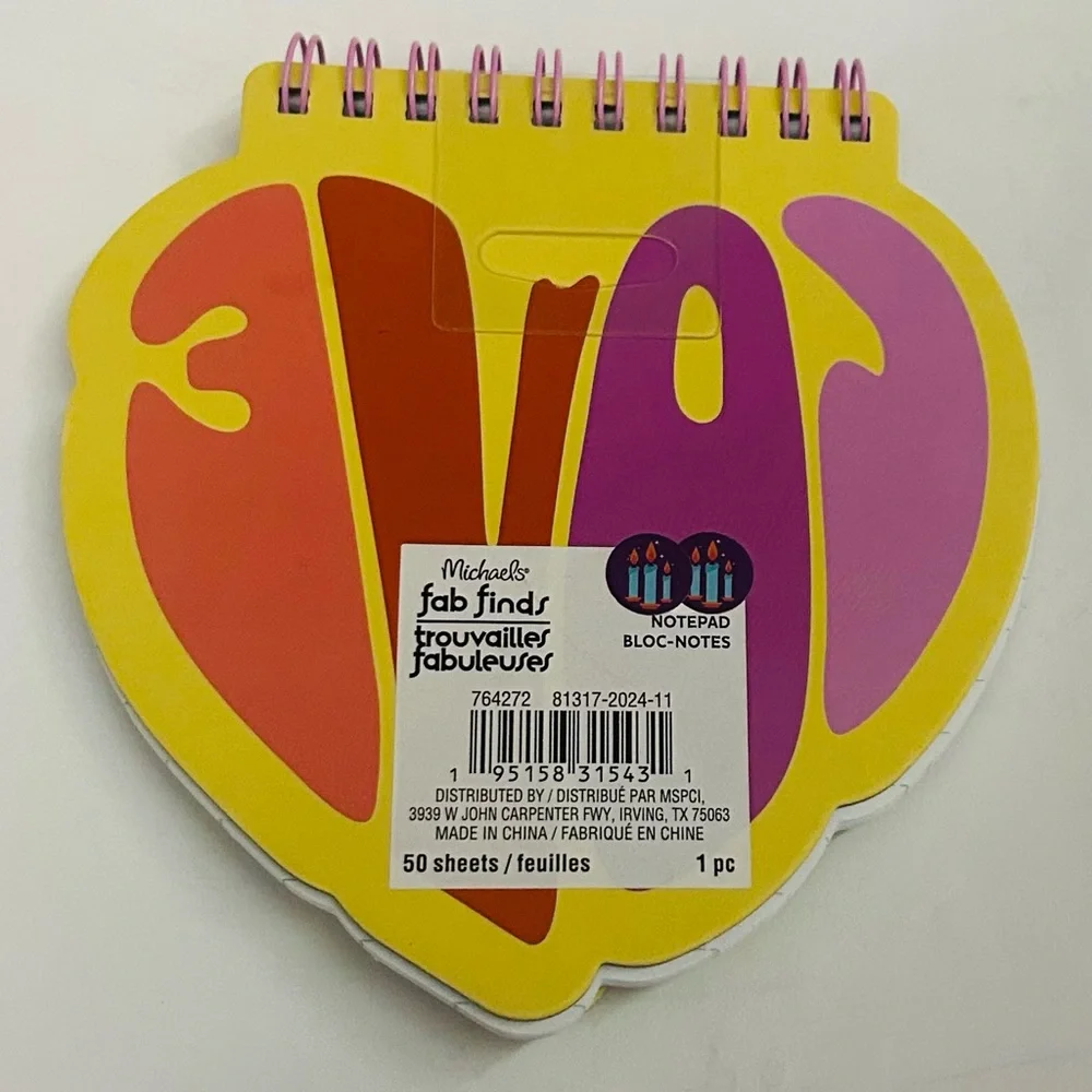 New 2 Colorful Love Notepad Bloc-Notes 50 Lined pages 16 Lines 100 Pages Total
